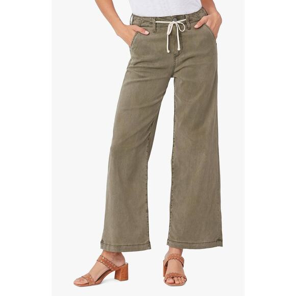 PAIGE Carly Wide Leg Jeans High Rise Washed Light Olive 4 Pocket Women's 27 - Picture 1 of 12